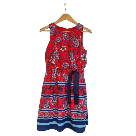 Eliza J Women Flora Boho Floral Fit and Flare Mini Dress Size 6 Petite Red Multi - Picture 2 of 11
